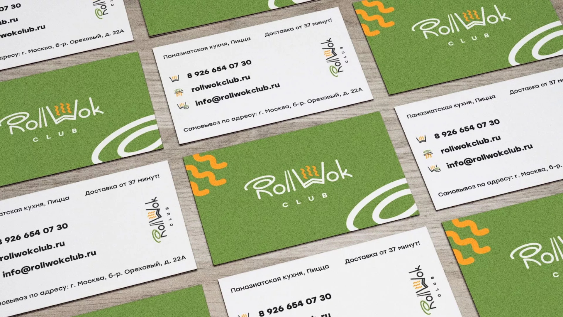 Разработка дизайна визиток суши-бара «Roll Wok Club» в Бологом